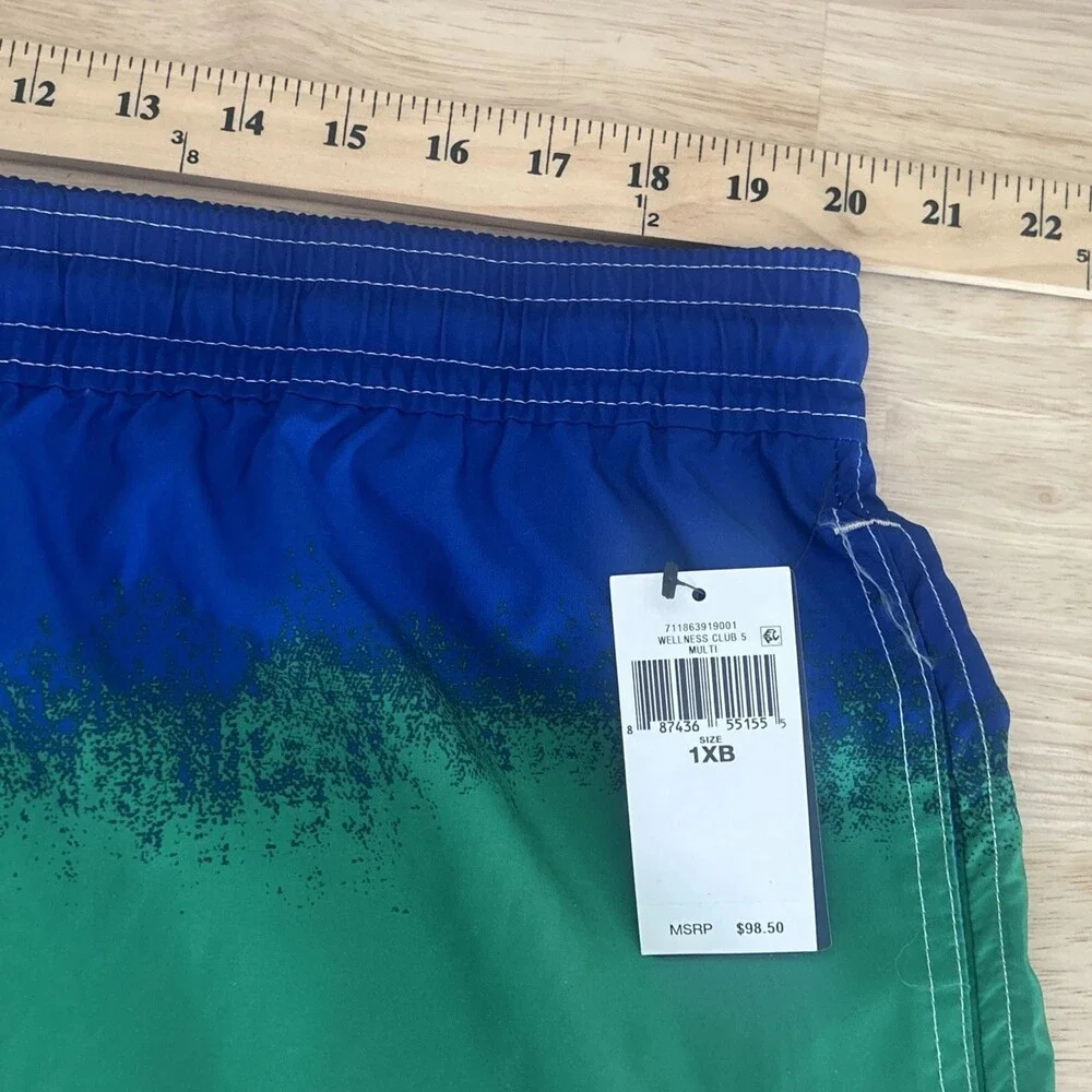 NWT Polo Ralph Lauren Men 1XB Wellness Club Swim Shorts Pony Blue Green Yellow